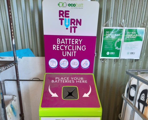Battery recycling unit