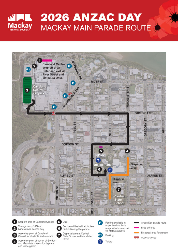 2026 Anzac Day Macky Main Parade Route