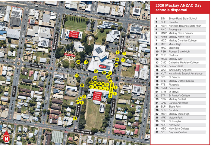 2026 Macky Anzac Day schools dispersal
